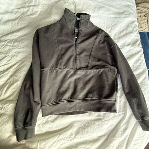 Richer or Poorer Cropped Sweatshirt, Faded Black, Sz XS